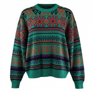 Pagliano Textured Aztec Green Sweater XL